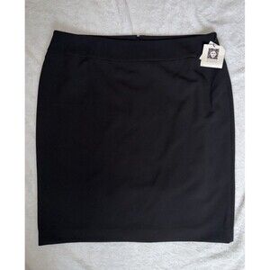 ANNE KLEIN Skirt Size 16 Black Pencil Straight Executive Career Work Lined NWT